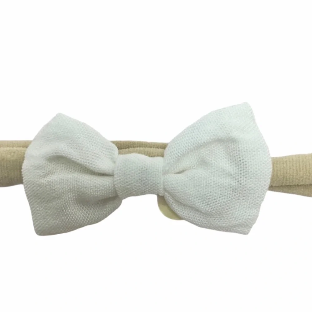 Girl's Stretchy Bow Headbands Variety Three Pack Set-White, Polka Dot & Plaid